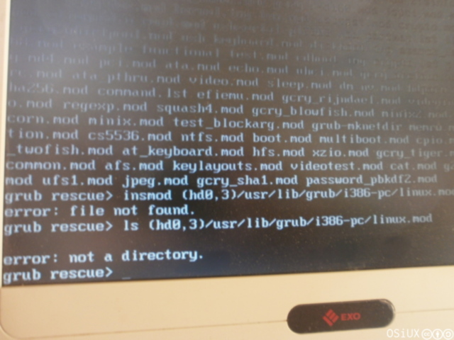 "huayra grub error file not found"